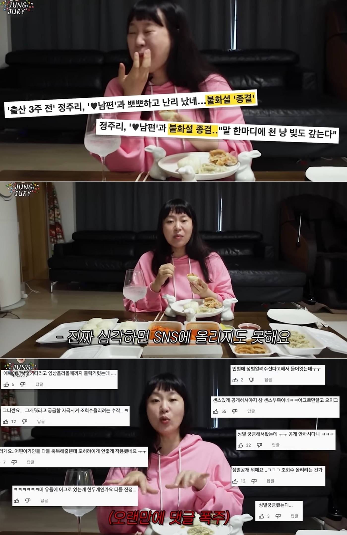 아기에게미안…정주리남편불화설넷째성별논란해명